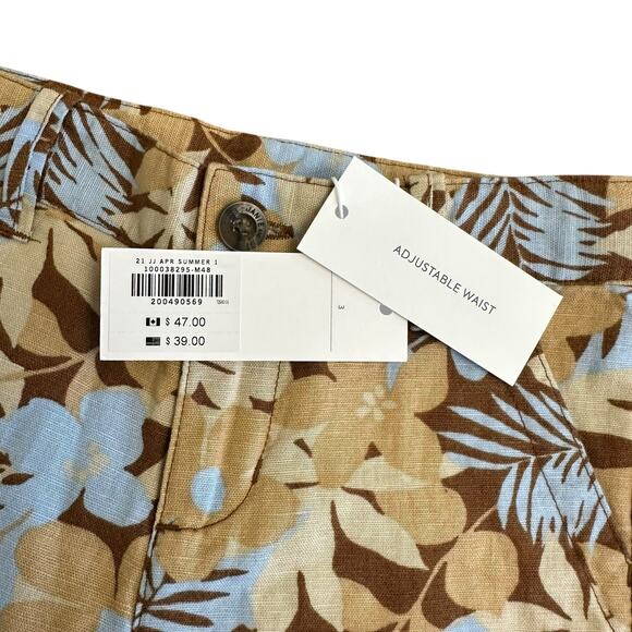 Janie and Jack Boys Shorts 3T Linen Cotton Floral Hawaiian Print Brown Blue NWT - Picture 8 of 11